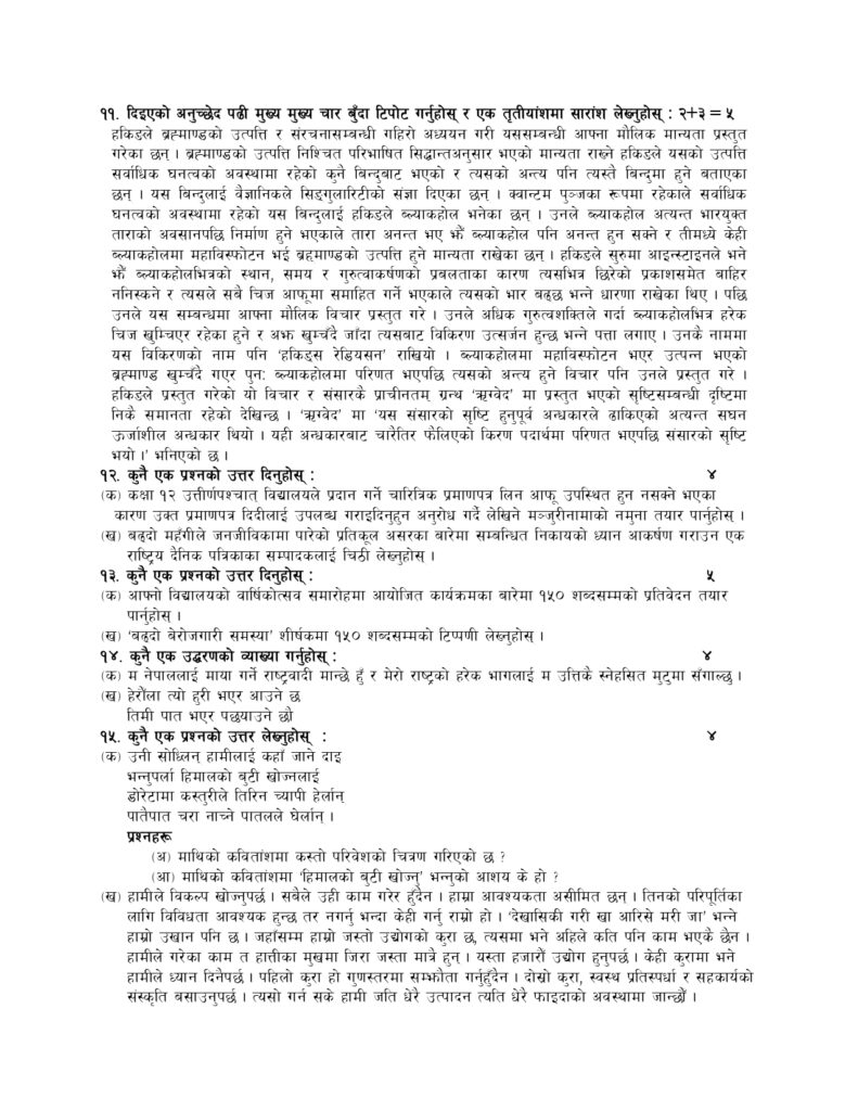 Class Compulsory Nepali Model Question Paper Your All Notes