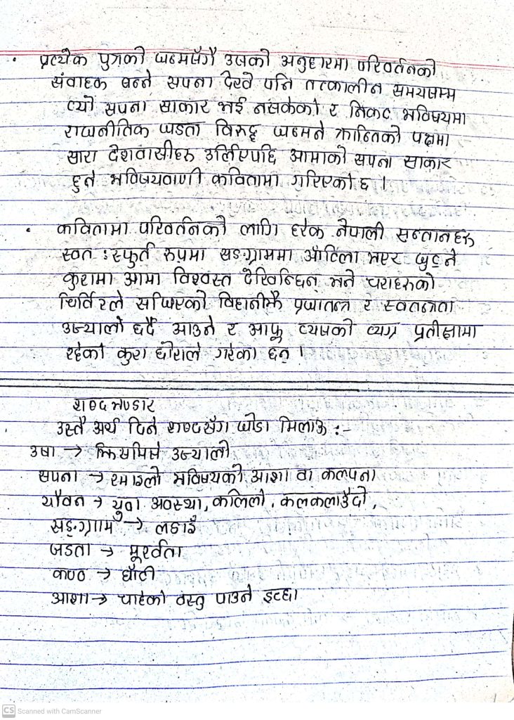 Aamako Sapana by Gopal Prasad Rimal: Class 12 Nepali Note - Your All Notes