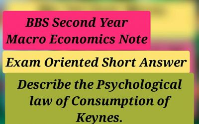 Describe the Psychological law of Consumption of Keynes: BBS 2nd Year: Macro Economics Note